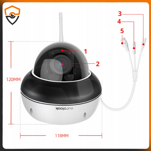 Kamera kopułkowa obrotowa zewnętrzna IP Wi-Fi 5Mpx 5x ZOOM EDW-502812PTZ-KW EUROLOOK