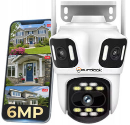 Potrójna Kamera K-16 Obrotowa 6MPx WIFI Zewnętrzna SMART IP Detekcja AUDIO