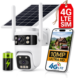 HR-10W 10 MPx Solar GSM Camera Outdoor PTZ 4G LTE SIM Card Battery Powered