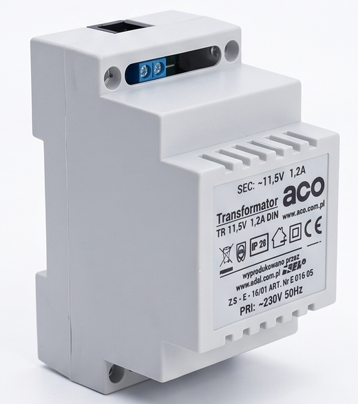 Transformator ACO 11,5V / 1,2A na szynę DIN